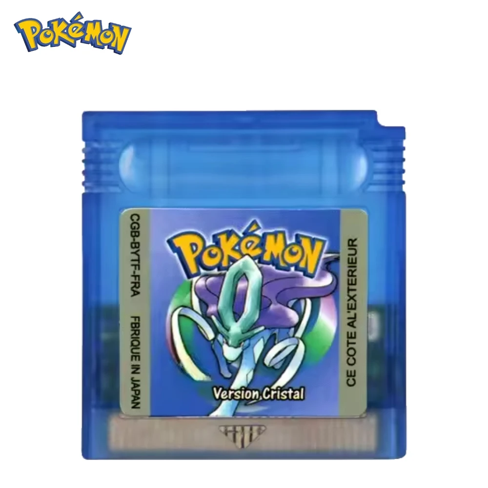 خرطوشة ألعاب GBC من سلسلة بوكيمون اللغة الفرنسية 16 بت بطاقة وحدة تحكم ألعاب الفيديو أصفر أزرق كريستال ذهبي فضي أحمر لعبة هدية