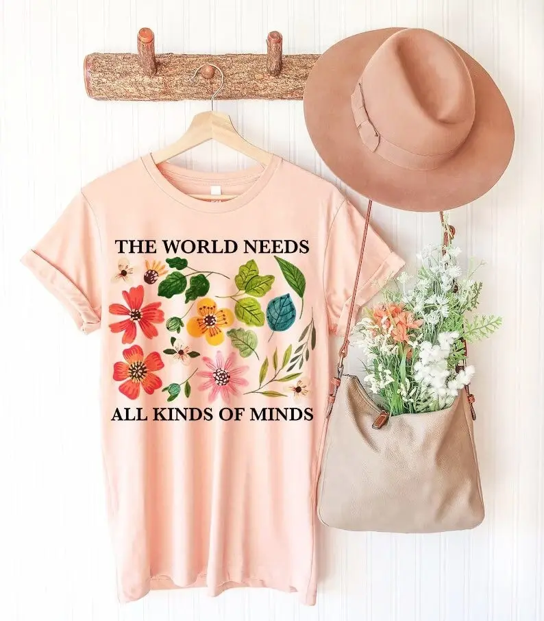 The world needs all kinds of minds shirt autism acceptance neurodiversity neurodivergent bcba awareness audhd slp