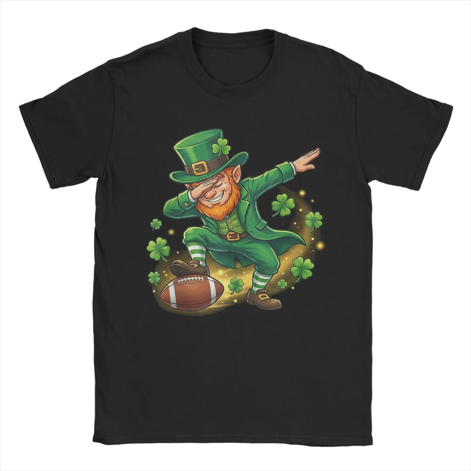 

Men's T-Shirts Dabbing Leprechaun Football St Patricks Day Vintage Cotton Tees Short Sleeve T Shirt Crew Neck Clothes Printed