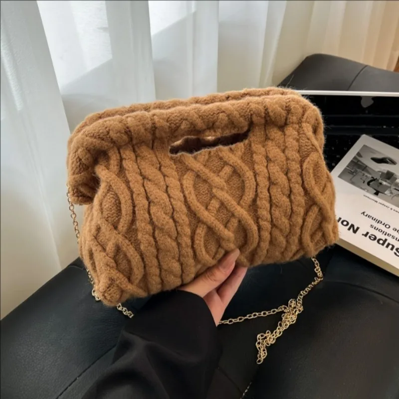 

Винтажная большая сумка ручной работы в корейском стиле для женщин, новинка 2023 года, минималистичная дизайнерская роскошная сумка с цепочкой, сумка через плечо для