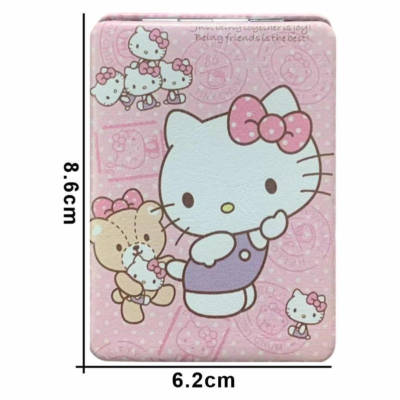 Miroir cosmétique portable rectangle double face pour femmes, Hello Kitty, Kuromi Melody Cartoon Girls, miroir pliant, petit cadeau