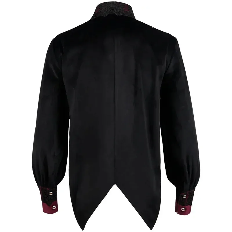 DY 202025 negro para hombre, disfraz de Halloween, 7,5 comió camisas, vampiro Renacimiento Victoriano Steampunk Gótico Medieval25