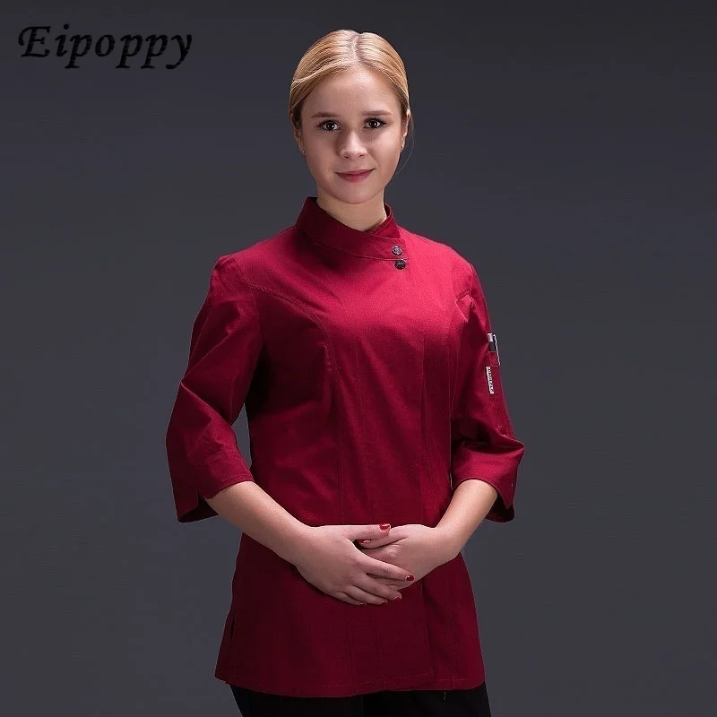 Women Restaurant Clothes Chef Waitress Jacket Work Uniform New Fashion Food Service Barista Wear