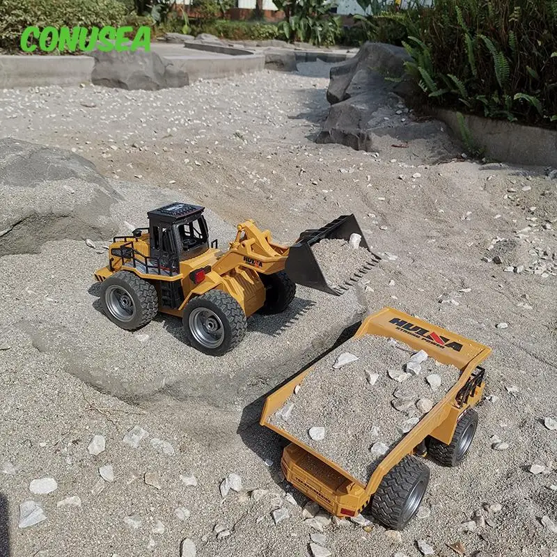 1:18 6Ch Huina 1532 Rc camion trattore pala in lega telecomando camion ingegneria Bulldozer modello giocattoli giocattolo per ragazzi regalo per bambini