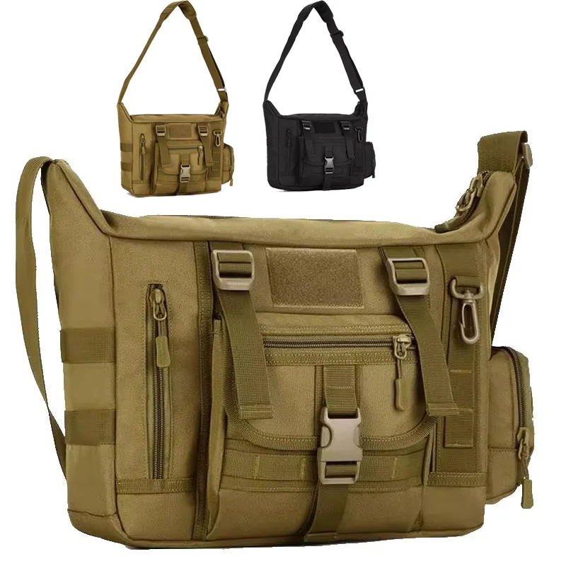 Tactical Messenger Crossbody Bag 14in Laptop Single Shoulder Bags Outdoor Hiking Camping Pack Men's Sports Molle Sling Backpack