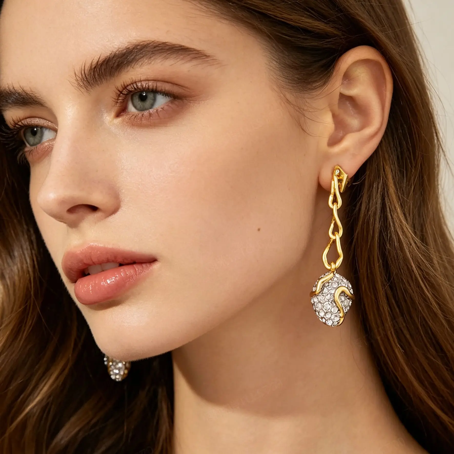 Genius Designer Earrings Copper Gold Plated Gemstone Inlay High-End Celebrity Style for Women