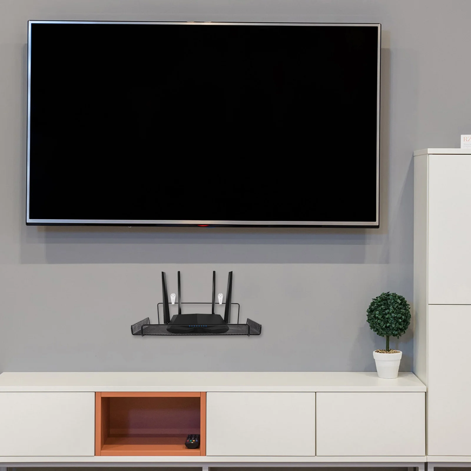 Support de routeur mural sans perçage, matériau en fer, taille compacte pour salon, chambre à coucher, caméra de sécurité, étagère de rangement