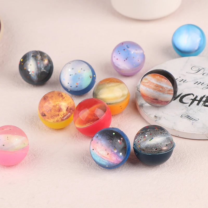 10PCS 30mm Kinder Planet Bouncy Ball Spielzeug Starry Sky Elastische Gummi Solide Springen Ball Kinder Party Spielzeug Geschenk zufällig