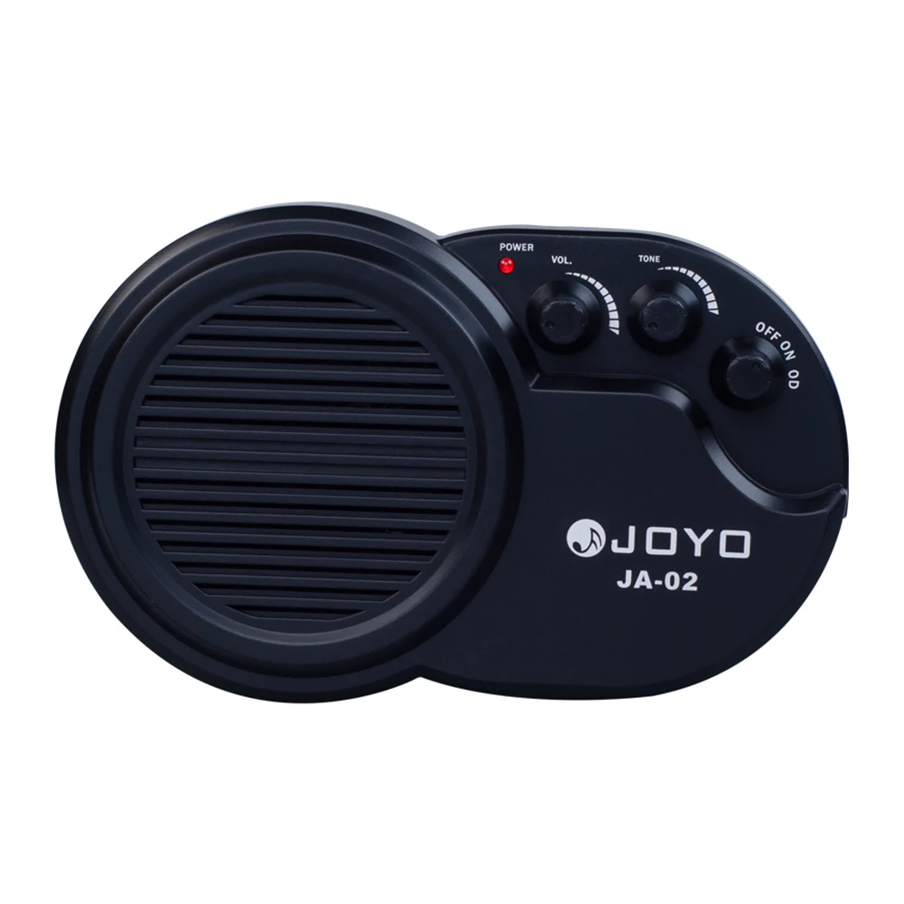 JOYO JA-02 Mini 3W draagbare gitaarversterker met 3,5 mm hoofdtelefoonaansluiting, volumeregeling, toonregeling en ophangclip voor oefeningen.