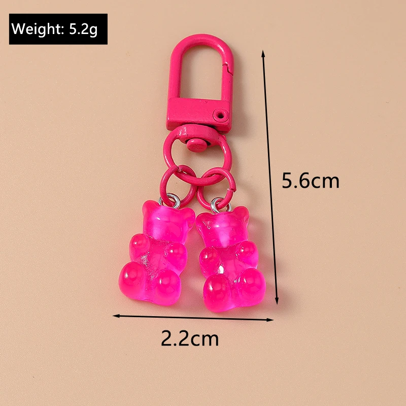 Cute Resin Candy Bear Keychain 3D Simulation Animal Key Rings for Women Girls Handbag Pendants DIY Kid\'s Jewelry Gifts