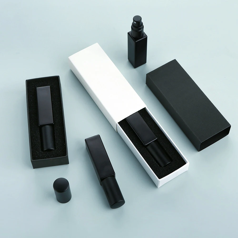 30/40 個 10 ミリリットルプレミアム電気メッキ黒厚いガラスマット香水スプレーボトル、再利用可能、絶妙なボックス付き