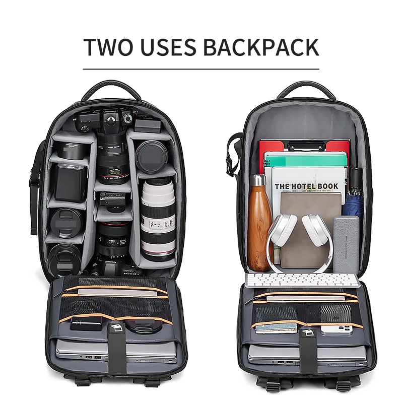 Men travel Professional SLR camera backpack With tripod bracket Detachable into a  40L travel waterproof 16 inch Laptop Backpack