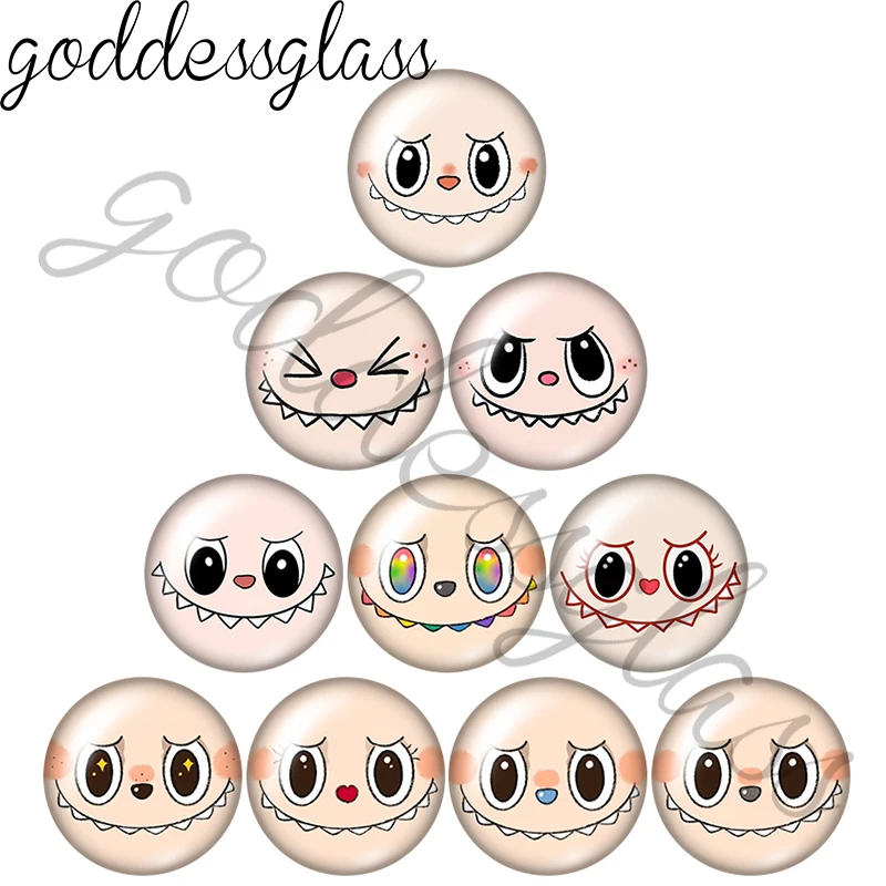 

Cartoon Doll Face Smile Cute big eye 10p 12mm/18mm/20mm/25mm Round photo glass cabochon flat back Making findings Jewelry