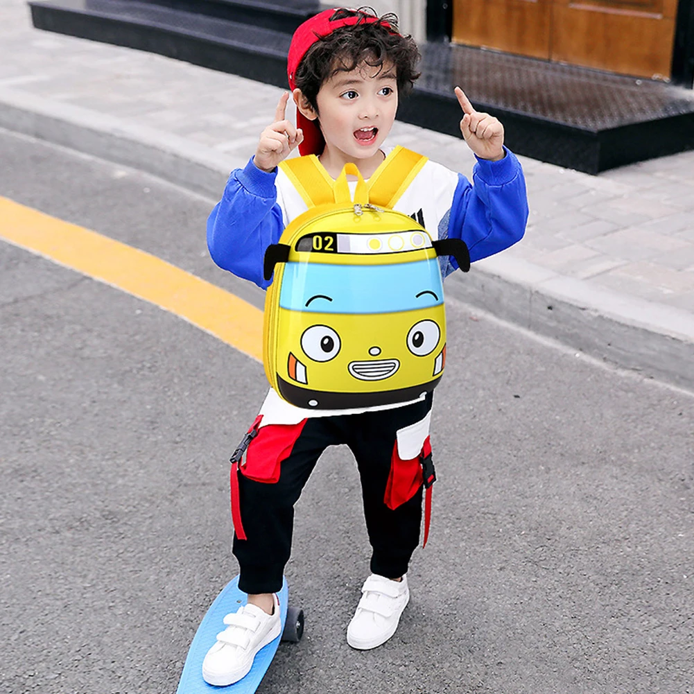 3D Cartoon Bus Toddler Backpack Cute Kindergarten Travel Backpack Small School Bookbag for Boys Girls Go for An Outing