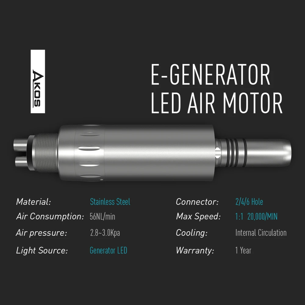 Luft motor Dental Gegenwinkel Niedriggeschwindigkeits-Handstück Mikro-Strom generator E-Typ LED-Beleuchtung 2/Loch interner Wassers pray