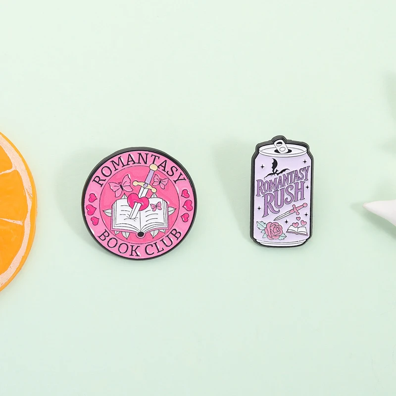 Romantasy Book Club Enamel Pin Romantic Literature Brooch Lapel Soft Drinks Backpack Badge  Jewelry Accessories