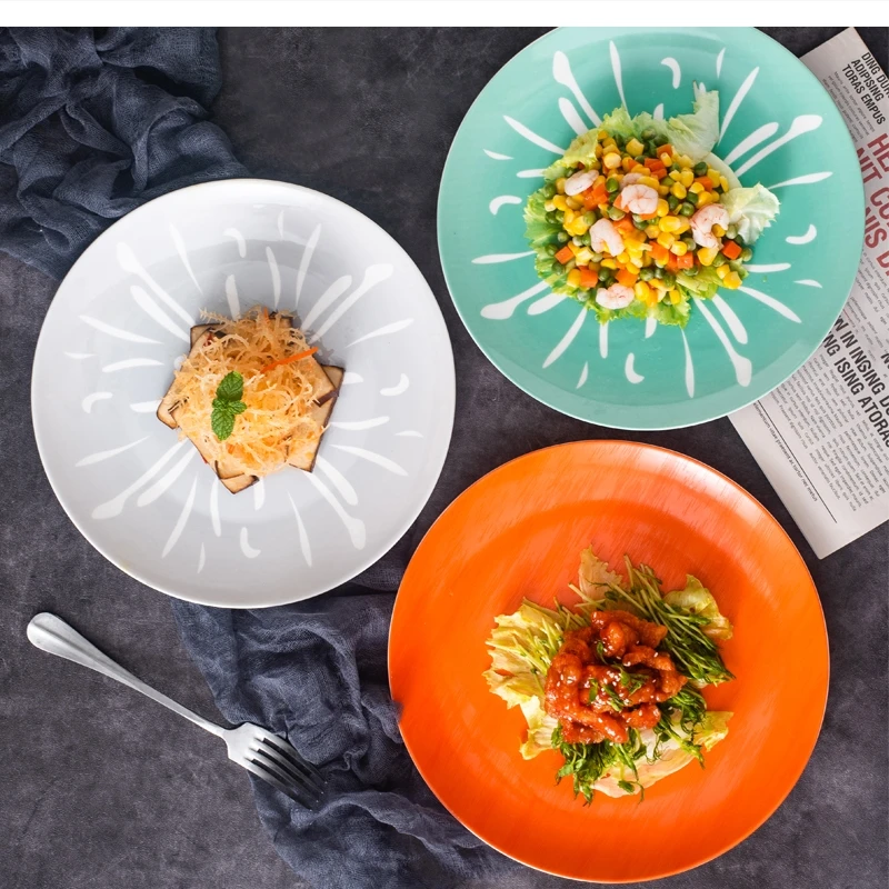 

10.5-inch ceramic steak pasta dessert household shallow dinner plates