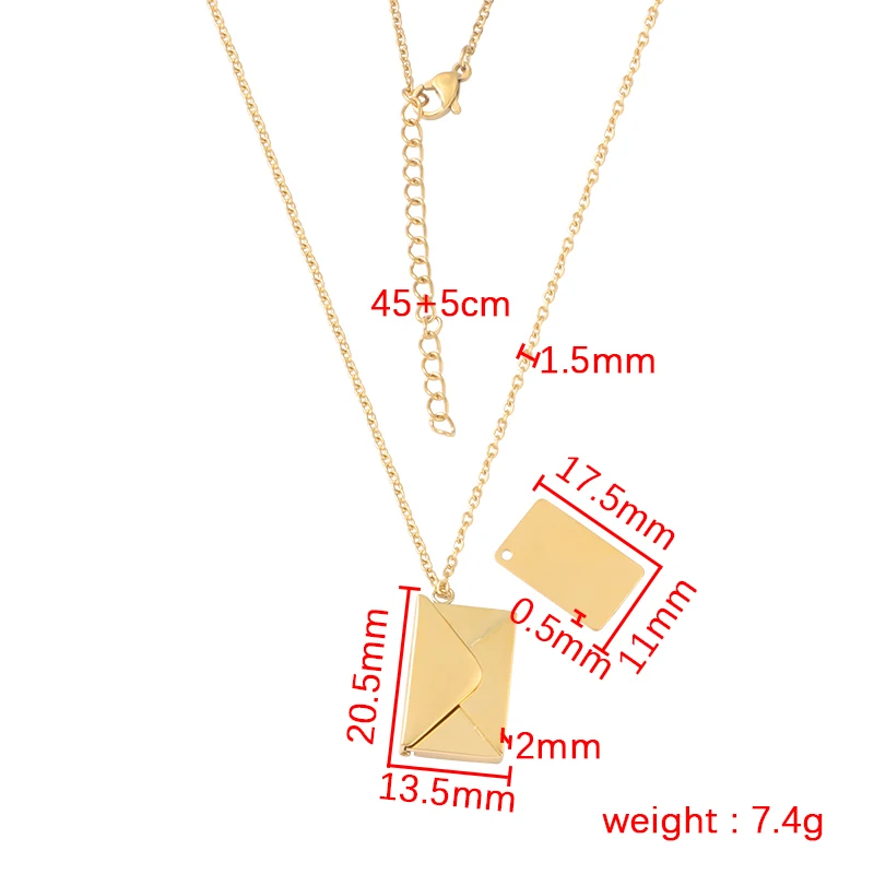 Fnixtar Detachable Envelope Pendant Necklaces Mirror Polish Stainless Steel Creative Love Letter DIY Necklace 10 PCS/lot