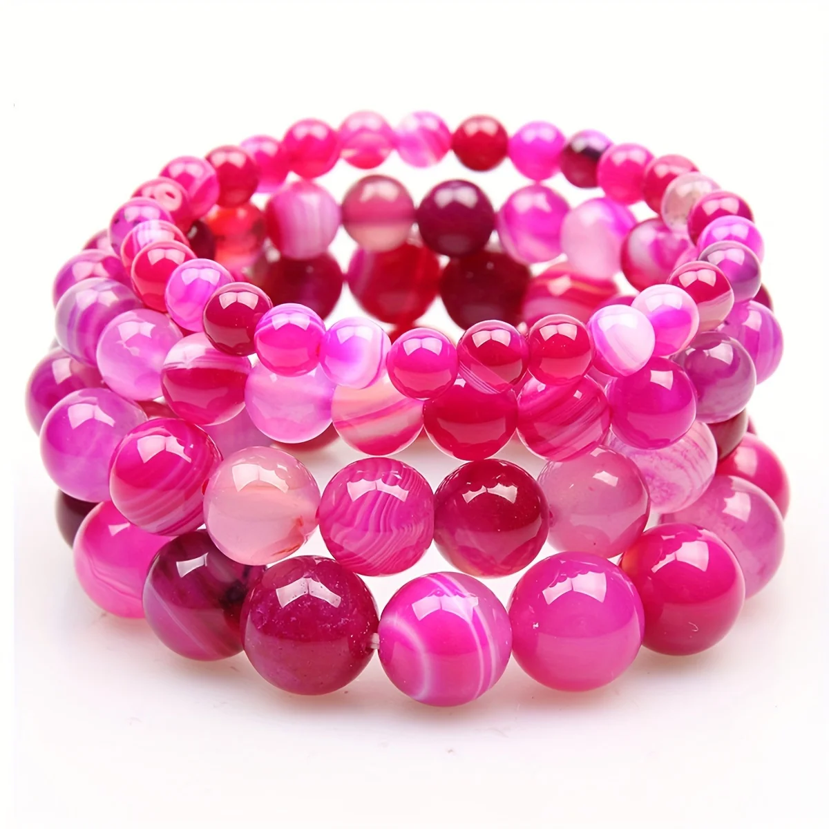 4/6/8/10/12mm Rose Red Striped Agate Natural Stone Round Loose Beads For DIY Bracelet Necklace Jewelry Accessories