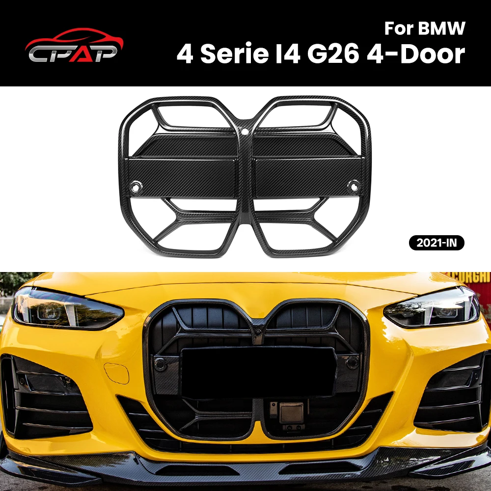 Real Dry Carbon Fiber Car Front Grill Kidney Bumper Hood Grille For BMW 4 Series i4 G26 2021-IN Electric Sedan Replacement Part