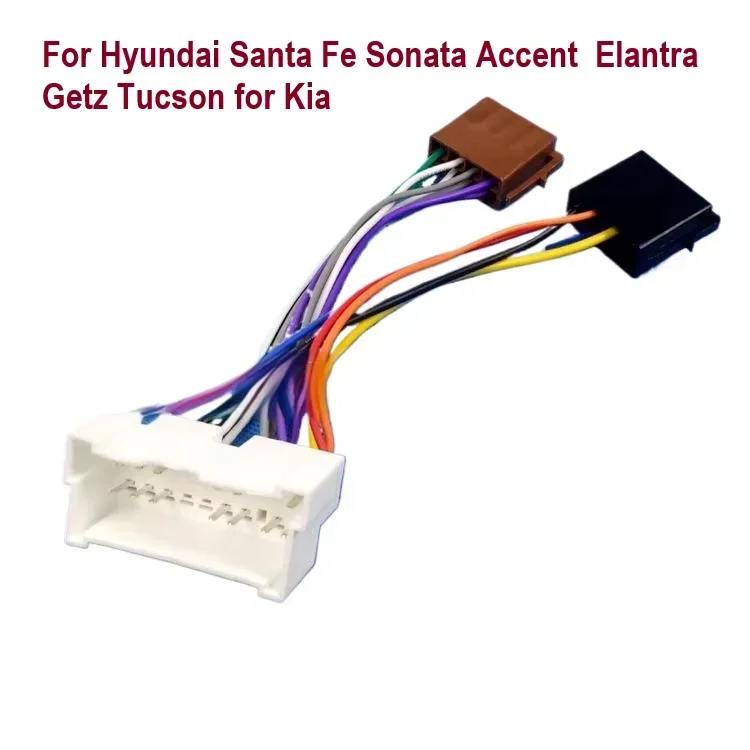Car Radio ISO Adapter Cable Plug Harness Connector Fits For Hyundai Santa Fe Sonata Accent  Elantra Getz Tucson for Kia