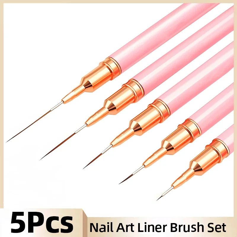 7/9/11/15/25mm Nail Liner Brush Set Drawing Lines Stripe Painting Flower Pen Nail Art Manicure DIY Manicure Design Accessories