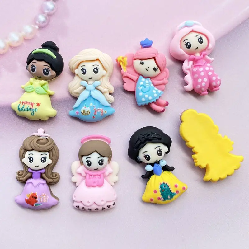 10pcs Mixed Cartoon Mini Princess Series Flatback Resin Cabochons Embellishments Scrapbook Craft DIY Hair Accessories D06