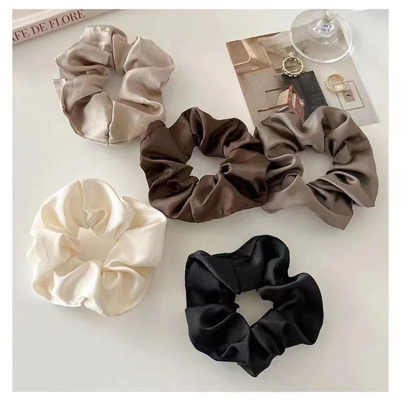 Silk Srunchies Large Intestine Hair Circle Rubbers Bands for Women Flower Fabrics Hair Bands Headwear Accessories Hairdress