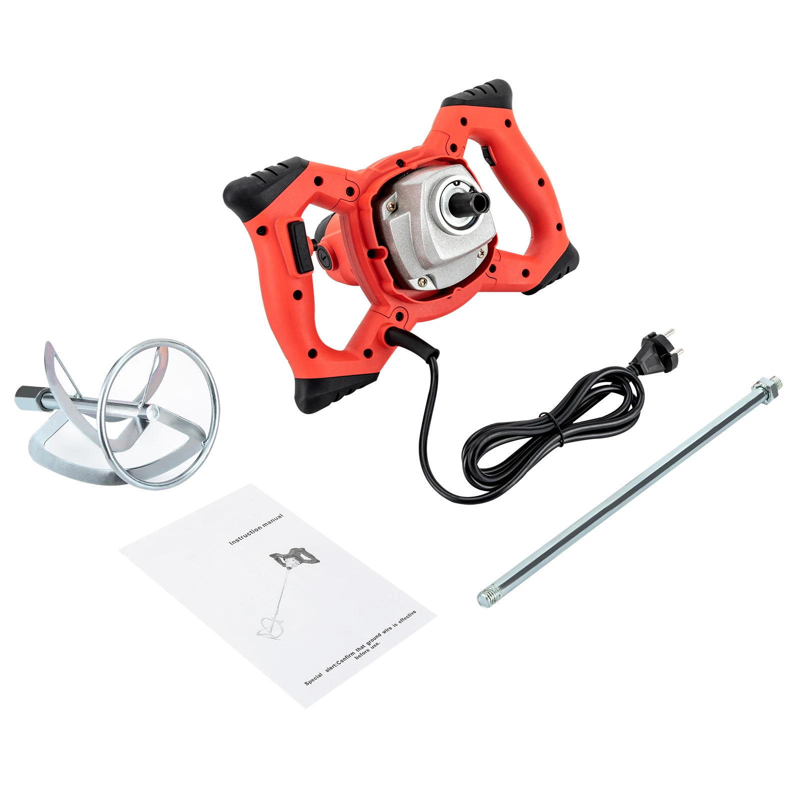 1500W EU Standard 220V Plaster Paint Mixer with 6 Adjustable Speeds Heavy Duty Dual Handle Construction Mixing Tool