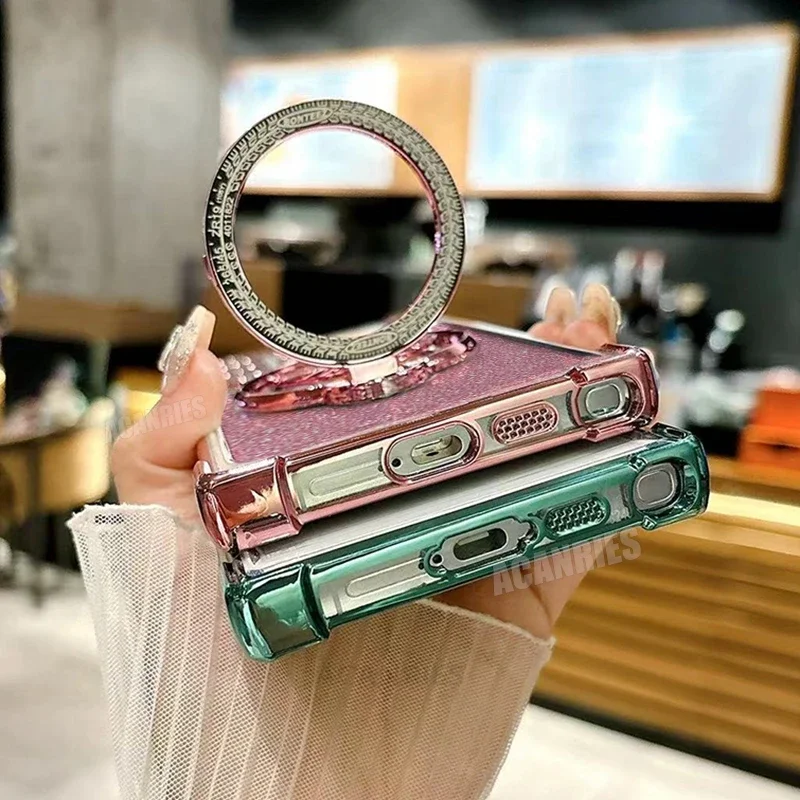 Plating Rotate Holder Case For Samsung S25 S23 S22 21 20 S24 FE Plus Note 20 Ultra A56 A36 26 16 06 55 35 25 15 05/S Stand Cover
