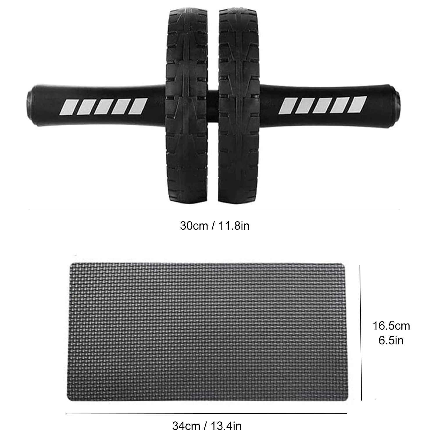 عجلة تمارين البطن المستديرة المزدوجة، بما في ذلك وسادة الركوع، ومعدات اللياقة البدنية المنزلية لتدريب البطن الأساسية، كهدية