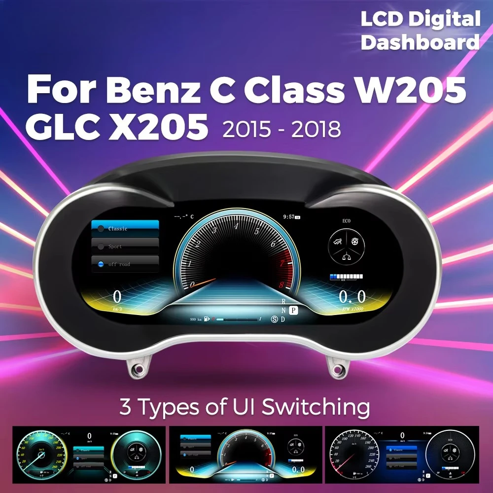 NaviFly12.3INCH LCD Digital Dashboard LINUX SYSTEM 1920*720 for C Class W205 GLC X205 Car Display Touch Screen