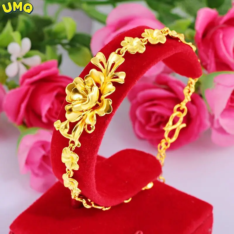 Armband Dames Mode Koreaanse Versie Temperament Bloem Precisie Verguld 100% Echt Goud 24K 999 Pure 18K Sieraden