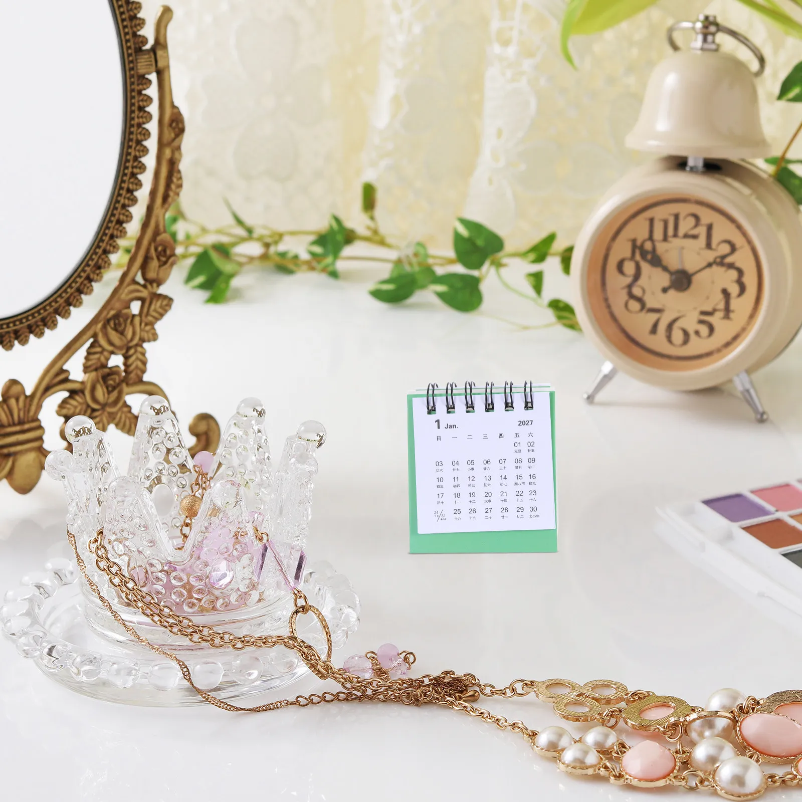 Mini Desk Calendar 2027 Cartoon Flip Page Monthly Standing Desktop Calendar Small Office Decor Stable Daily Planner