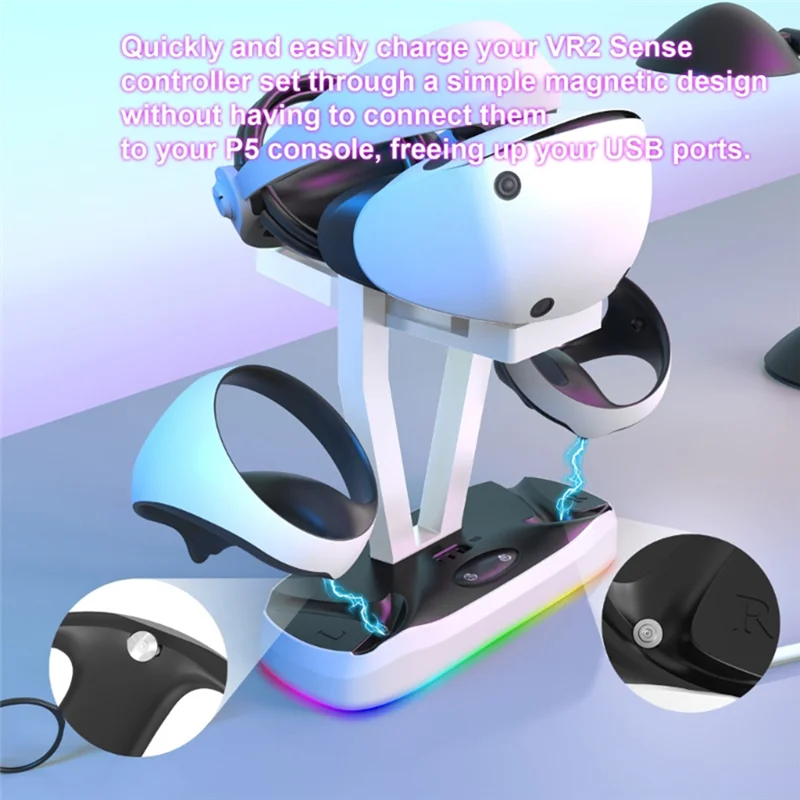 

Лучшие предложения для зарядной станции PS VR2 с цветной RGB-подсветкой и держателем для гарнитуры, зарядная док-станция для игрового контроллера VR, подставка для зарядки