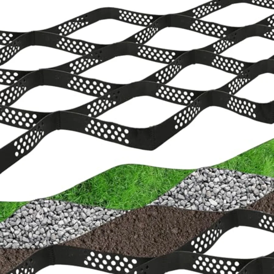 

Gravel Ground Grid 2" Thick Plastic Geo Grid Driveway Stabilizer with 10" Heavy Duty Geogrid for Walkway Slope Driving Garden L