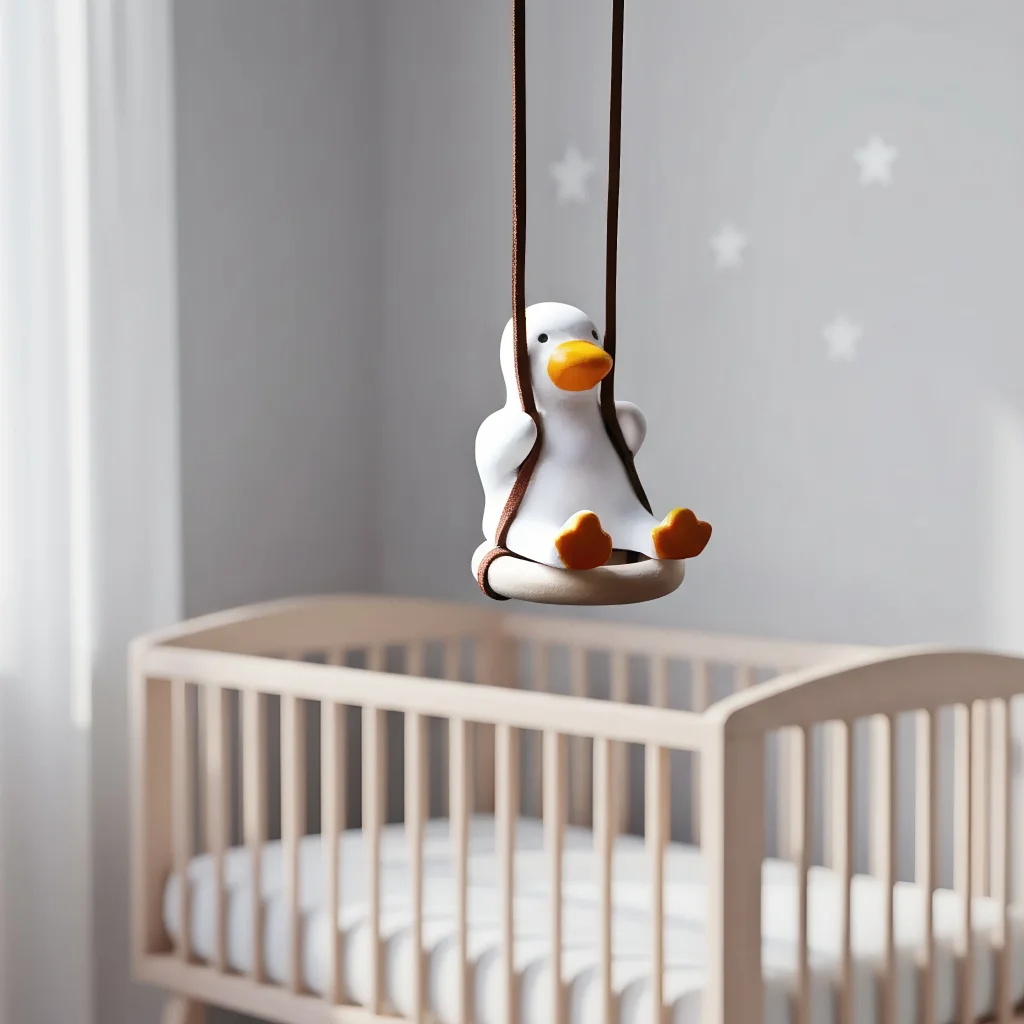 Anime Duck Gypsum Car Ornament Swinging Rearview Mirror Pendant Adorable Decor