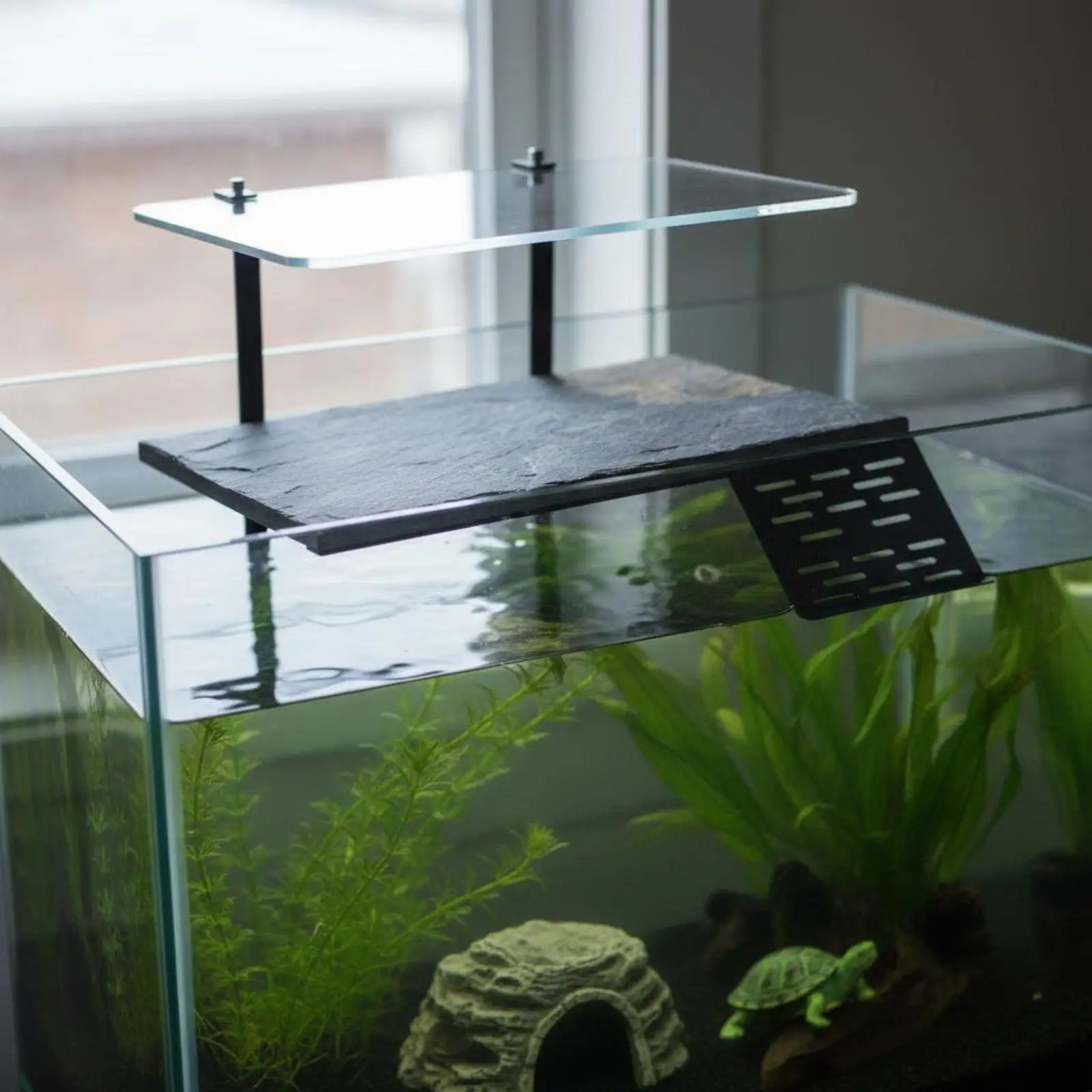 Stone Look Turtle Perch Wall Hanging Stable Accessory Turtle Resting Platform for Aquarium Enclosure Setup