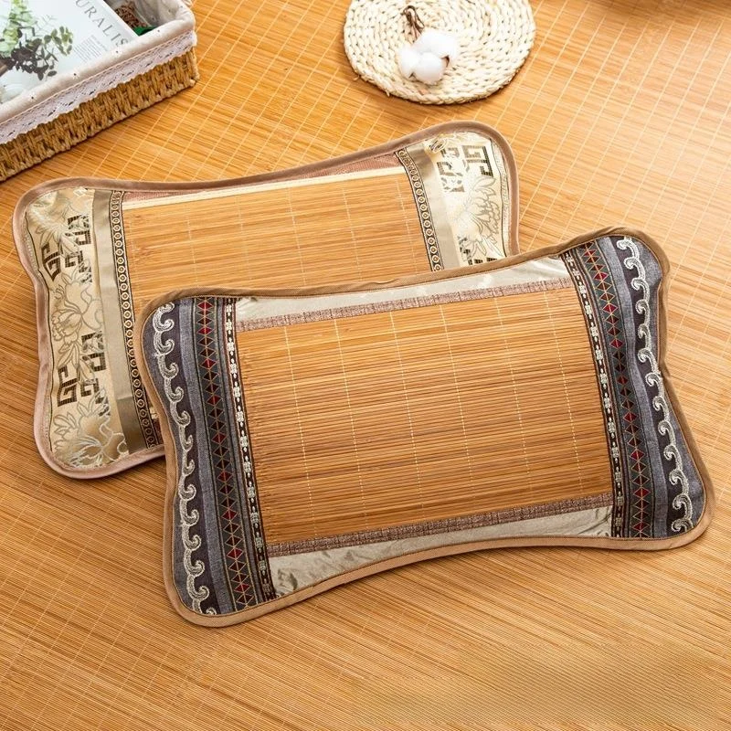 Cool Summer Bamboo Rattan Pillow Silk Ice Pad Mahjong Mat Student Adult Tea Learning Seasonal Cooling Pillow Core for One