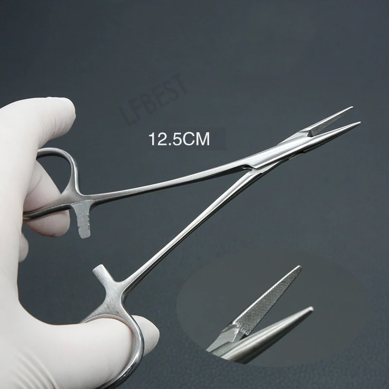 

12.5cm Gold Handle Fine Tooth Tape Scissors Needle Holder Insert Double Eyelid Needle Holder Buried Stainless Steel Needle Holde