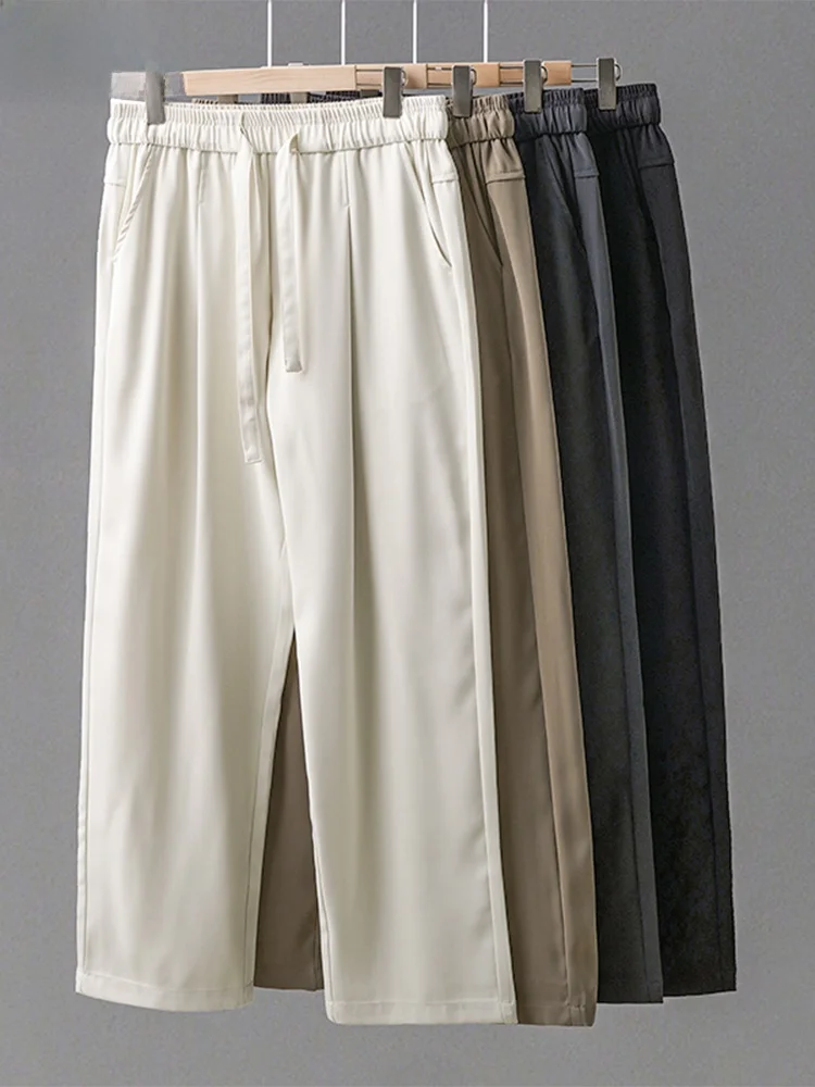 

Модные американские мужские повседневные брюки из ледяного шелка, летние, тонкие, быстросохнущие, спортивные, свободные, прямые, струящиеся, из полиэфирного волокна