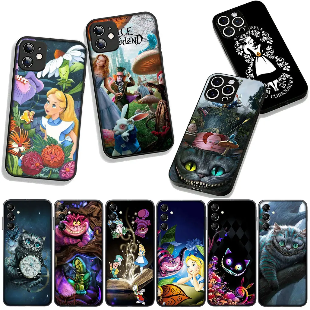 Чехол для телефона «Алиса в стране чудес» с котом для OPPO A40 A60 A80 A18 A16 A17 A38 A78 A79 A54 A57 A58 A3 Pro A96 A15 A12 Soft Cover