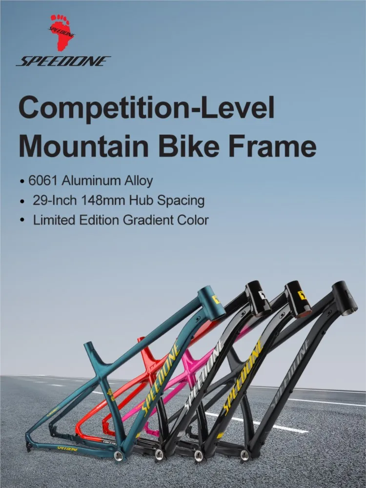 AliExpress SPEEDONE（运输工具） SPEEDONE 29'' Racetrack Bike Frame Ultralight Aluminum Alloy Mountain Bike Hardtail Frame Internal Routing 148x12mm Thru Axle
