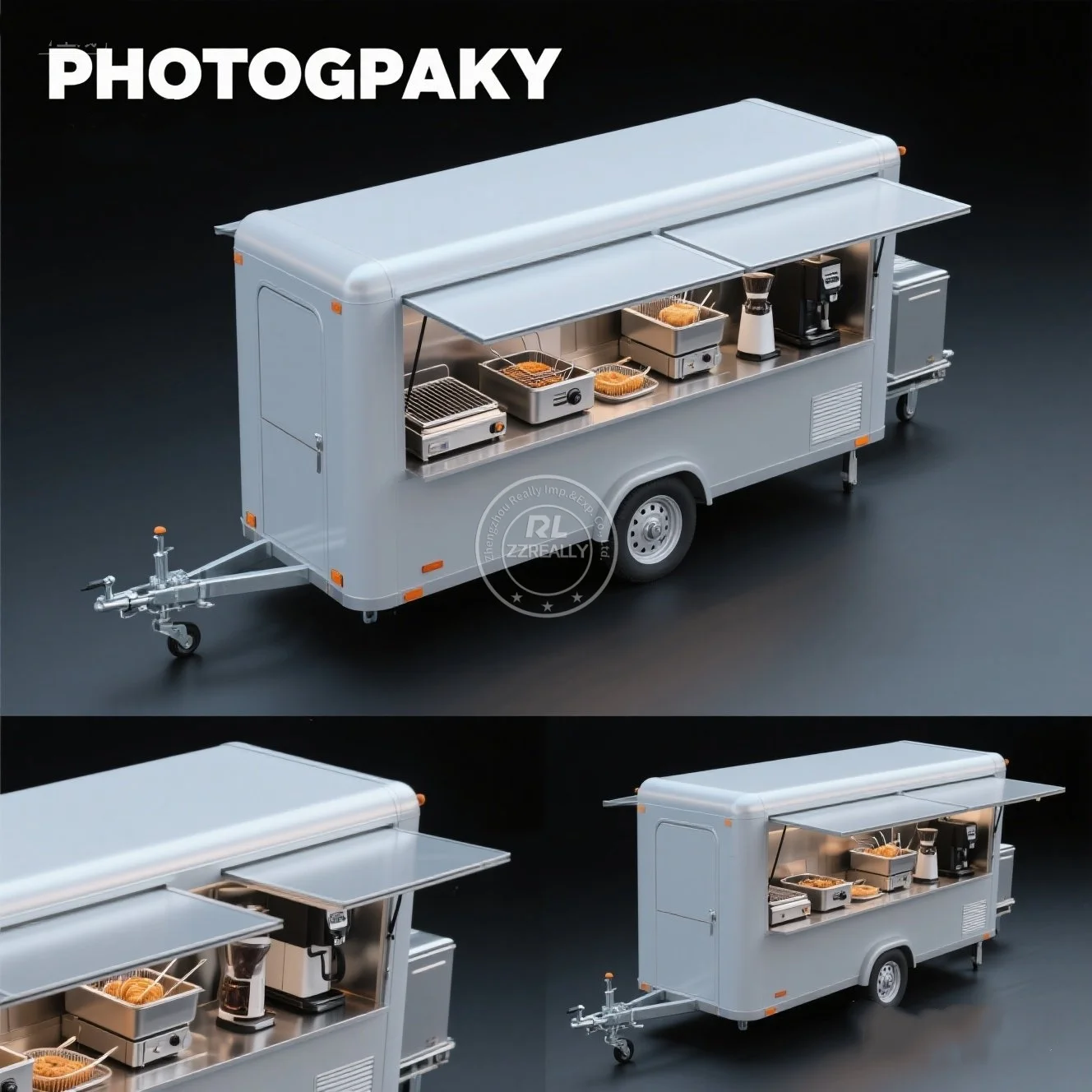 Europe Standard  Customizable High Quality Square Food Trailer Manufacturer Small Mobile Hot Dog Coffee Fast Food Vending Cart