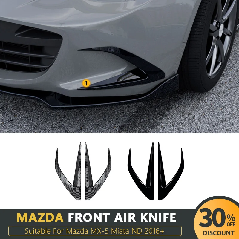 

For Mazda MX-5 Miata ND 2016-2025 Front Bumper Wind Blade Trim Body Kits ABS Fog Lamp Trim Tunning Mazda Accessories