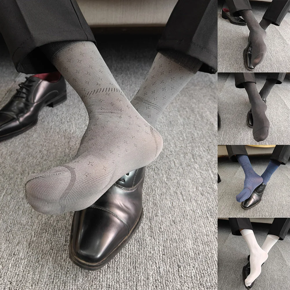 

1 пара повседневных мужских летних полупрозрачных деловых повседневных носков-трубочек, ультратонкие эластичные мужские удобные носки