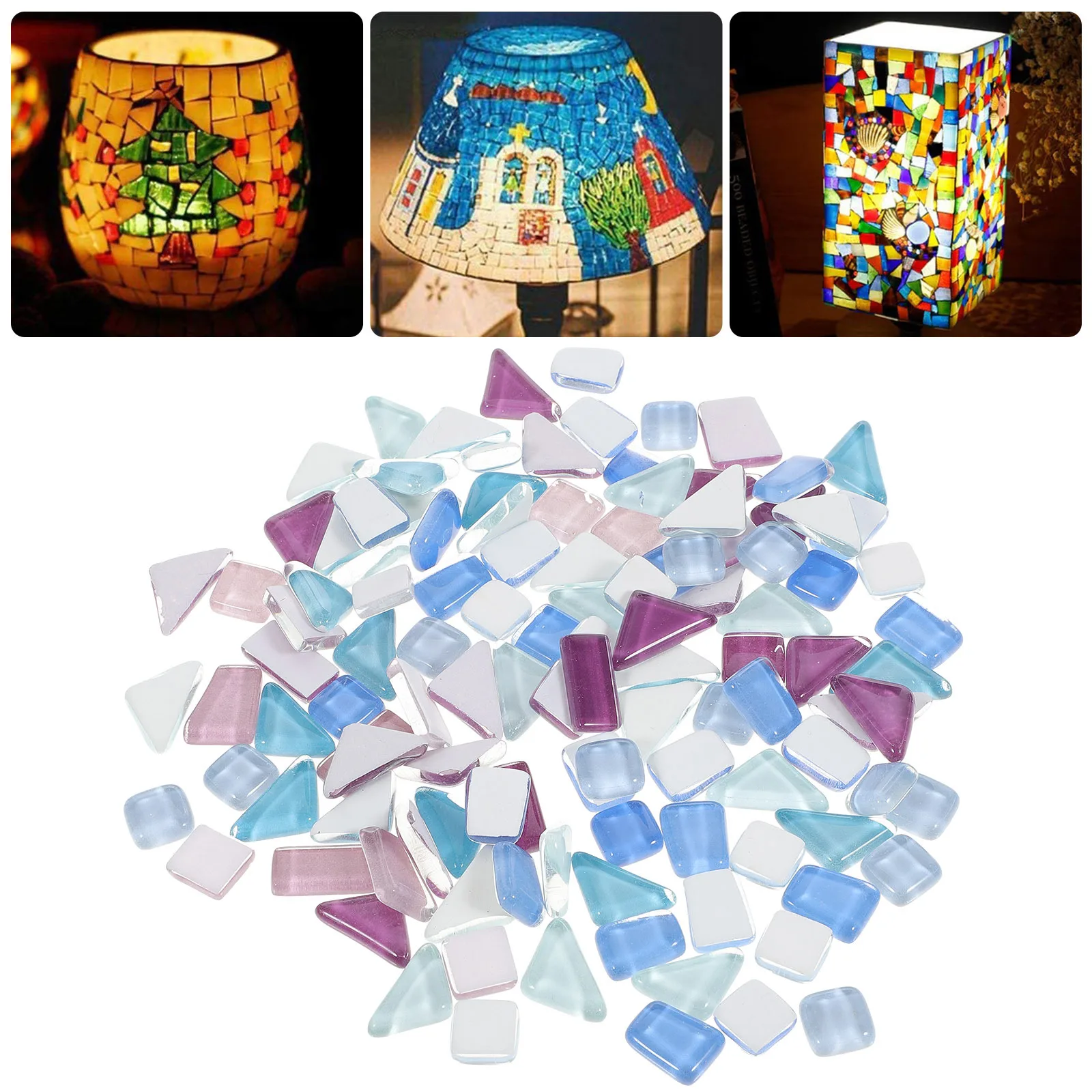 

1Set Mosaic Fragments Stained Glass Sheets Durable Cathedral Stained Glass Pieces for Crafts Home Office Decoration