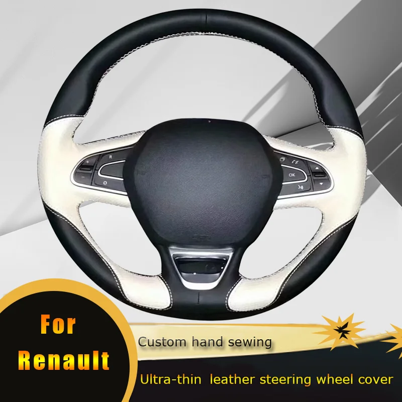 DIY Car Steering Wheel Cover Non Slip Genuine Leather Custom For Renault Kadjar Koleos Megane Talisman Scenic Espace 2015-2018