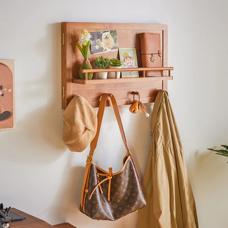 Meter box decorative painting distribution box wall hanging hanger wall shelf solid wood multi-functional door hanging hook