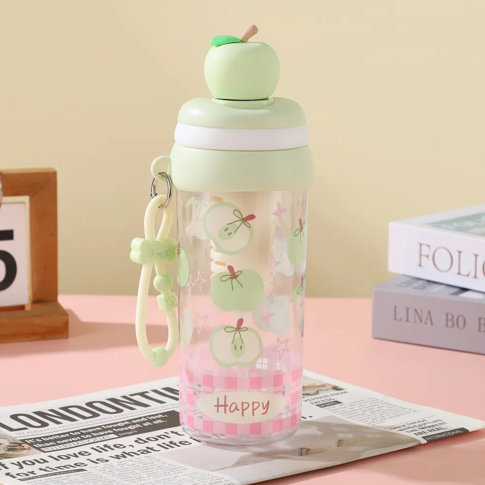 Plastic Student Straw Water Bottle with Filter and Straw Fruit Topper Tea-Water Separator Cup Leak-proof Transparent